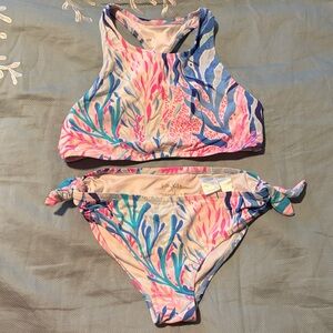 Lilly Pulitzer Pink and Blue Kids Bikini 12Y
